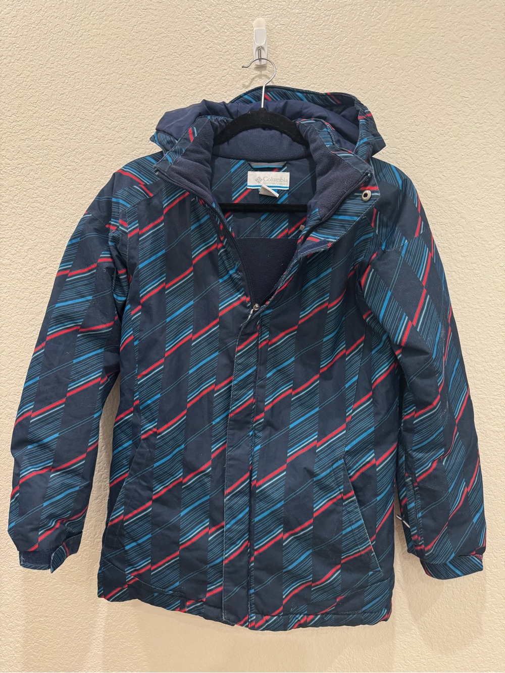 Columbia Youth L 14/16 Winter Ski Jacket Blue Hooded Outgrown Grow System Coat